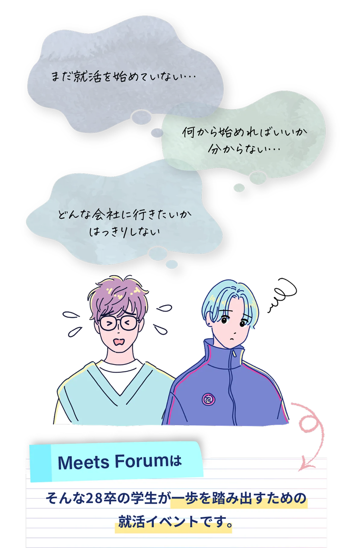 Meets Companyはそんな28卒の学生が一歩を踏み出すための就活イベントです。